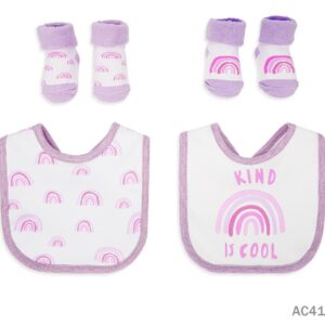 新款嬰兒棉口水肩 - 彩虹 (2件) + 襪子 (2對)