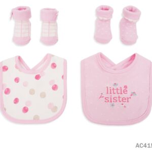 新款嬰兒棉口水肩 - Little Sister (2件) + 襪子 (2對)