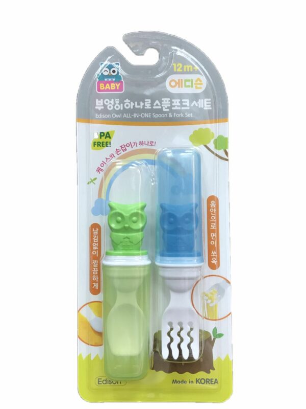 韓國Edison貓頭鷹幼兒餐具組
