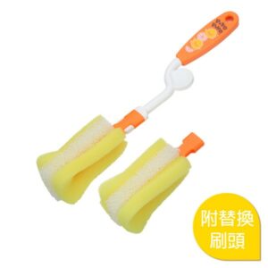 PiyoPiyo黃色小鴨 組合式旋轉泡棉奶瓶刷(附替換刷頭)