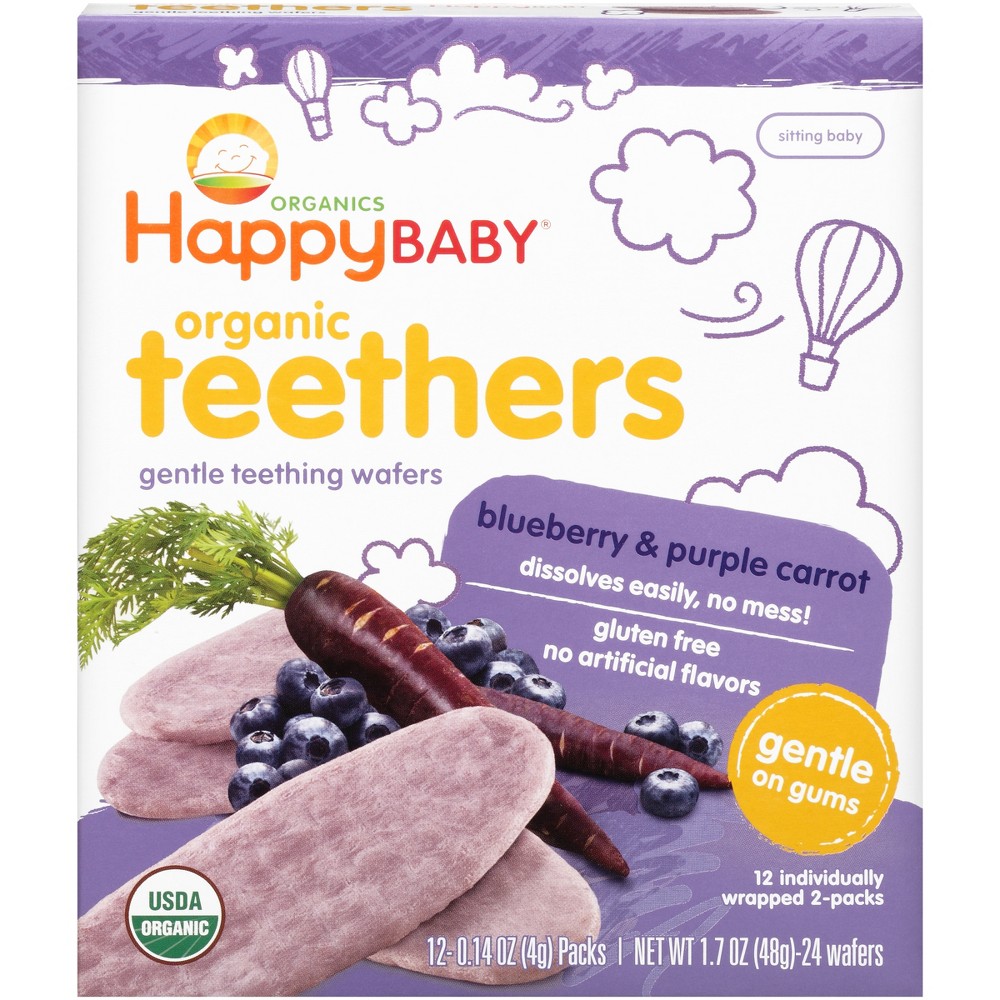 HappyBABY 有機磨牙餅(藍莓+紫胡蘿蔔)-48g