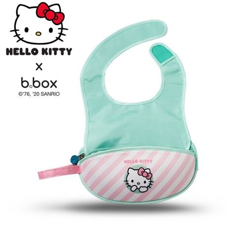 b.box 便攜圍兜袋連湯匙(Hello Kitty) 粉綠