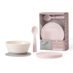 Miniware - 天然聚乳酸PLA - My First! 寶寶加固入門必備 4 件套裝 - 雲尼拿色配粉紅色