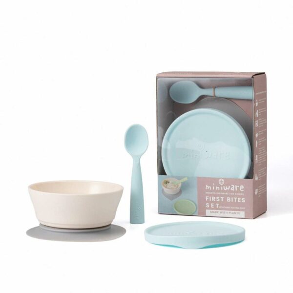 Miniware - 天然聚乳酸PLA - My First! 寶寶加固入門必備 4 件套裝 - 雲尼拿色配藍色