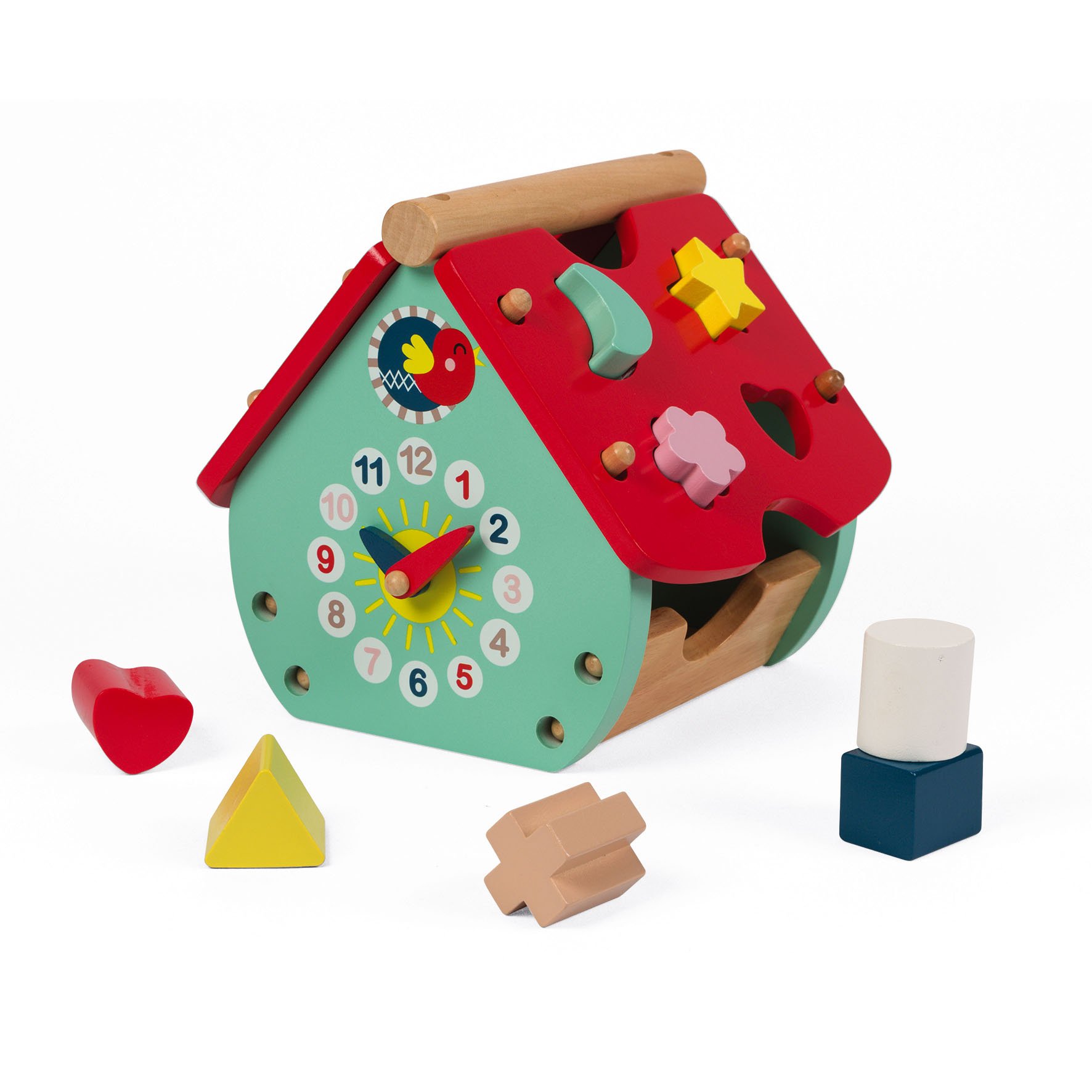 Janod 寶寶益智認知屋 時鐘形狀顏色認知玩具