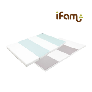 【組合】iFam 簡約風圍欄 藍 + 地墊 207x147x60cm