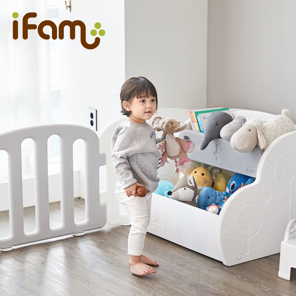 iFam 多功能玩具收納櫃-灰白色