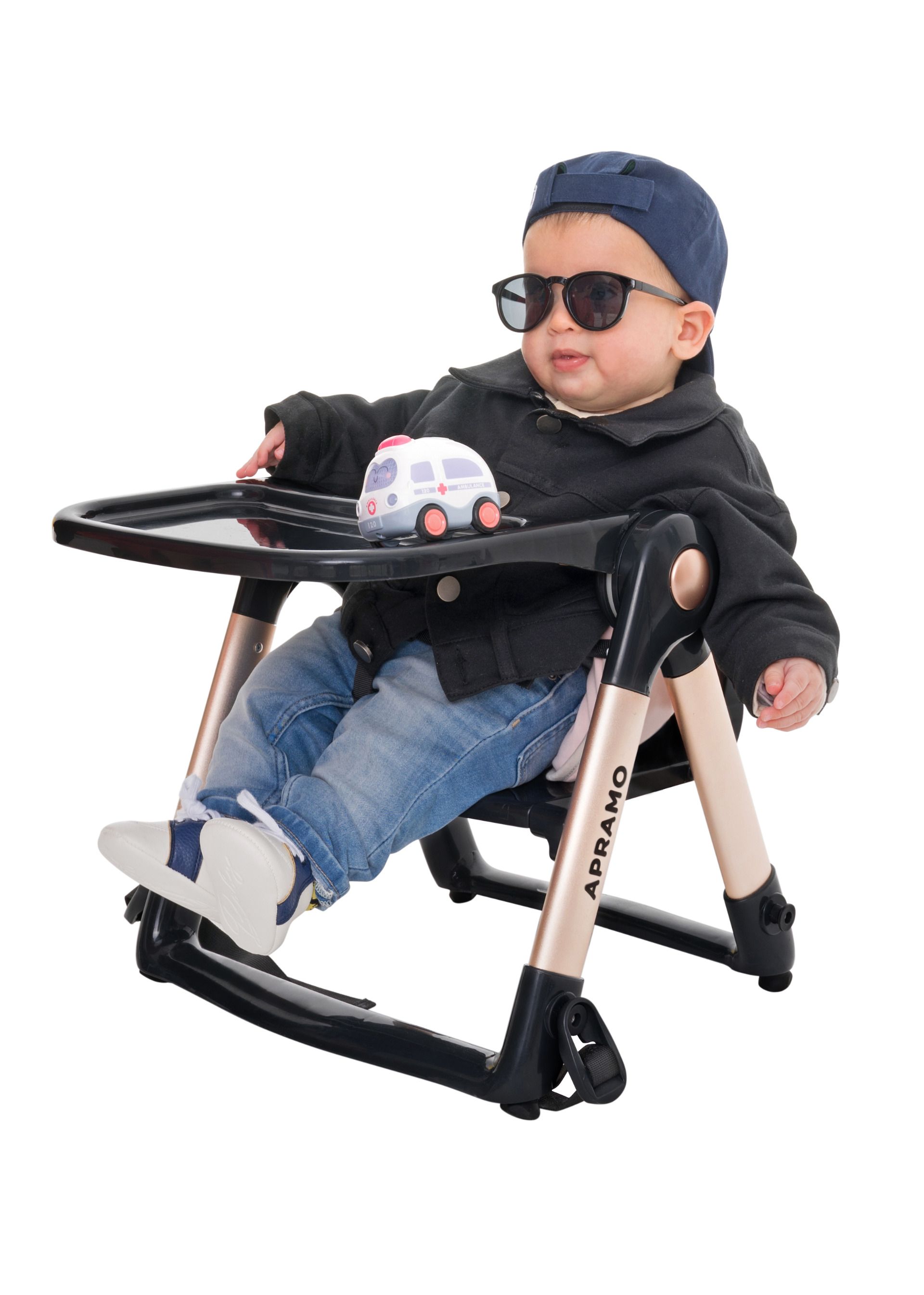 英國APRAMO FLIPPA 可攜式兩用兒童餐椅 - 黑金別注版